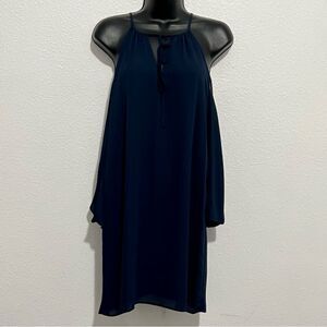 Neiman Marcus Navy Blue Racer Back Open Neck Shoulder Summer Mini Dress XS